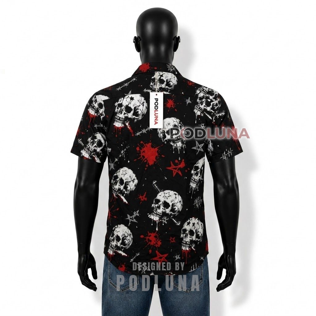 Halloween Bloody Skull Horror Hawaiian Shirt Back Halloween Bloody Skull Horror Hawaiian Shirt Back