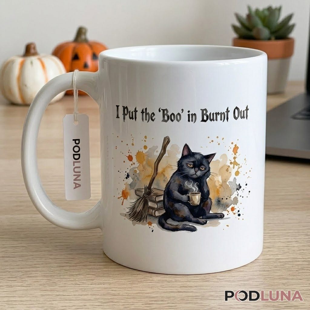 Halloween Cat Mug I Put The Boo In Burnt Out 2 Halloween Cat Mug I Put The Boo In Burnt Out 2