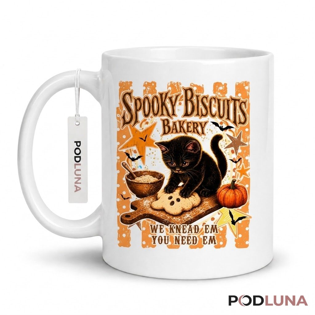 Halloween Cat Mug Spooky Biscuits Bakery Funny Kitten 1