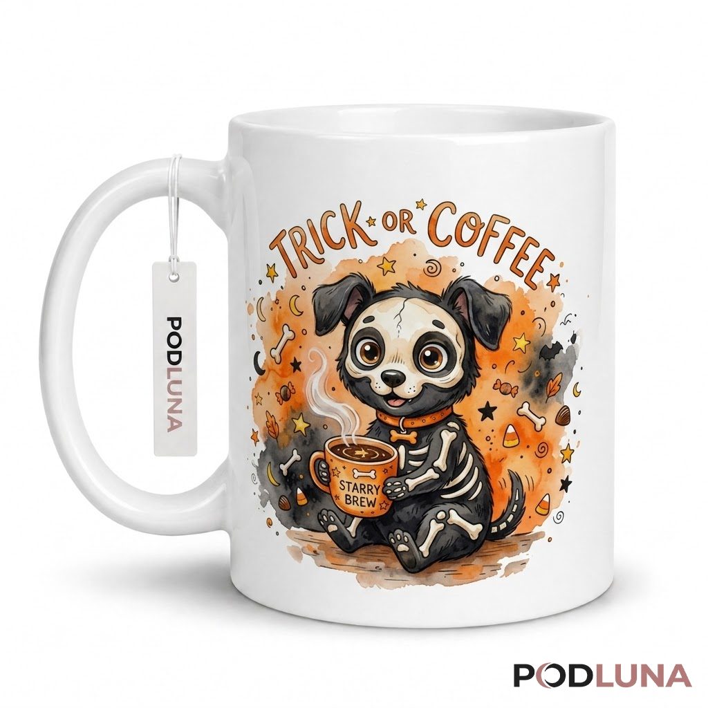 Halloween Dog Mug Trick Or Coffee Skeleton Puppy Costume 1