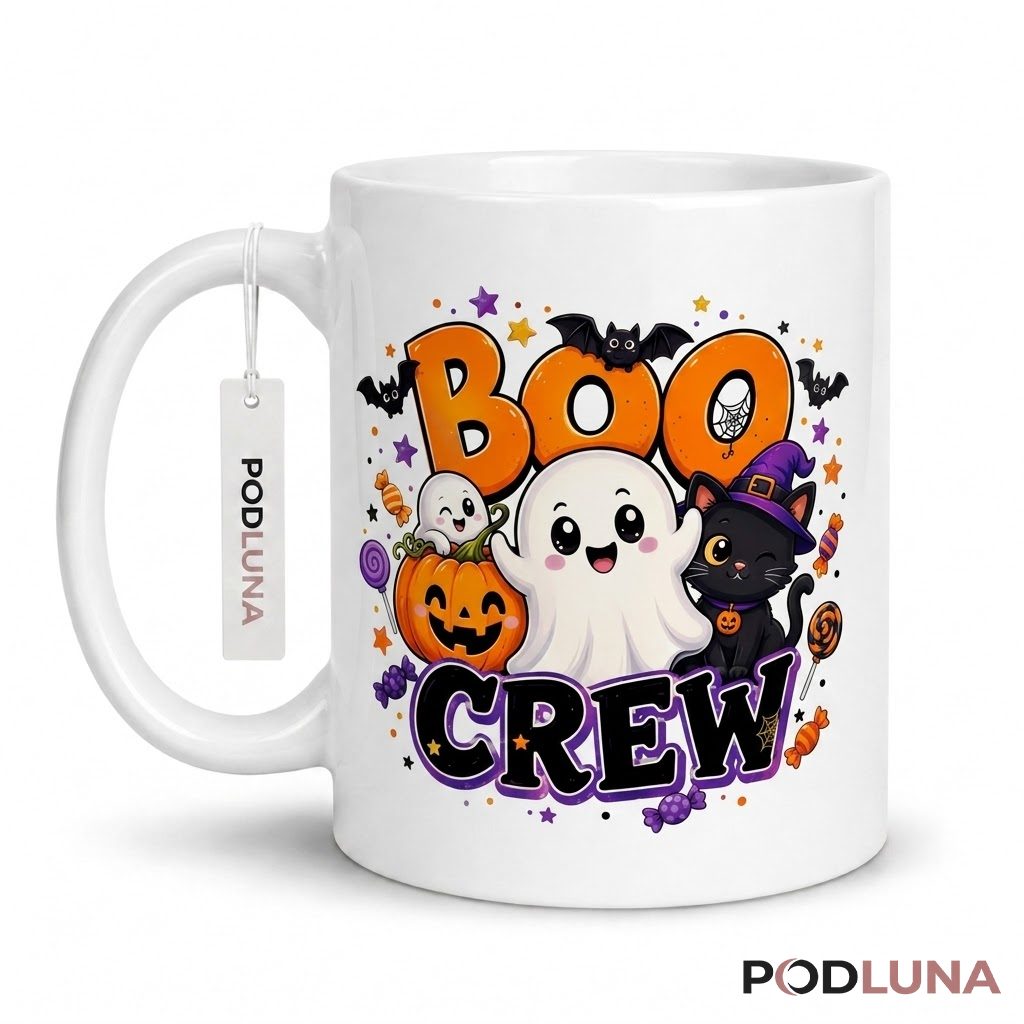 Halloween Ghost Mug Boo Crew Cat Pumpkin Cute 1