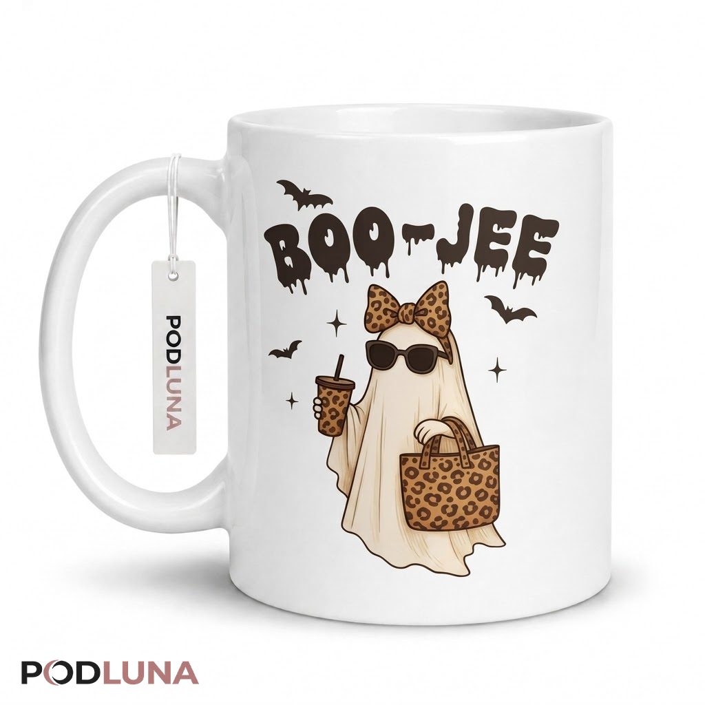 Halloween Ghost Mug Boo Jee Leopard Print Sassy 1