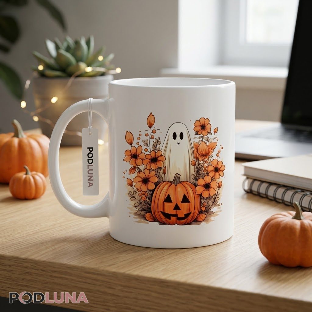 Halloween Ghost Mug Floral Pumpkin Cute Autumn 2 Halloween Ghost Mug Floral Pumpkin Cute Autumn 2