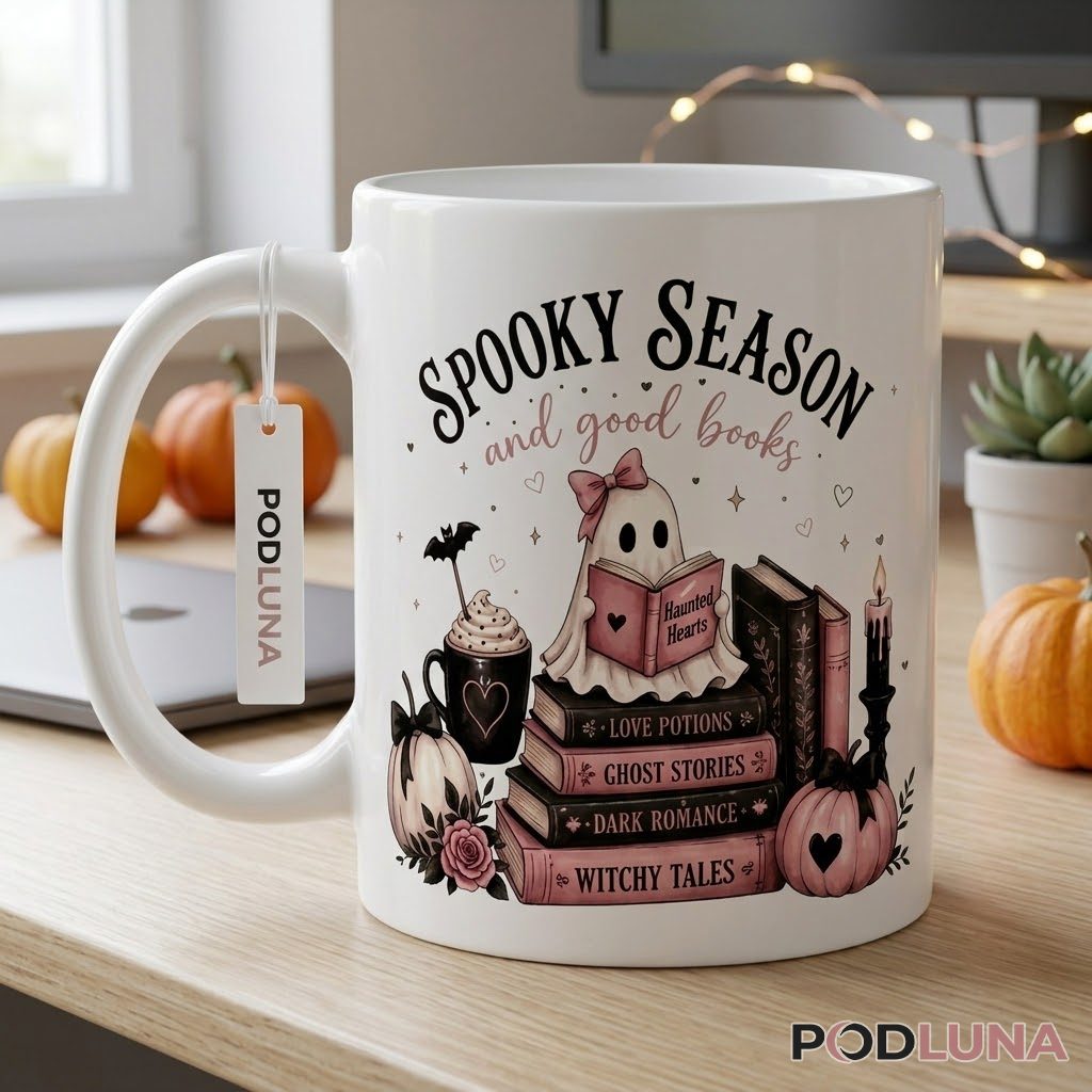 Halloween Ghost Mug Spooky Season Good Books Reading 2 Halloween Ghost Mug Spooky Season Good Books Reading 2