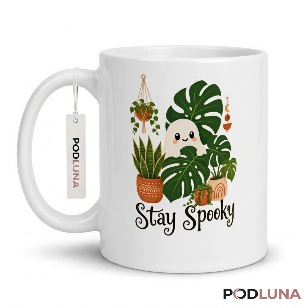 Halloween Ghost Mug Stay Spooky Plant Lover Cute 1