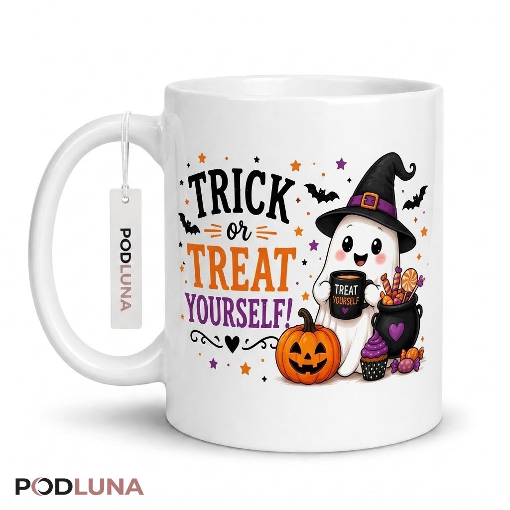 Halloween Ghost Mug Trick Or Treat Yourself Witch Hat 1