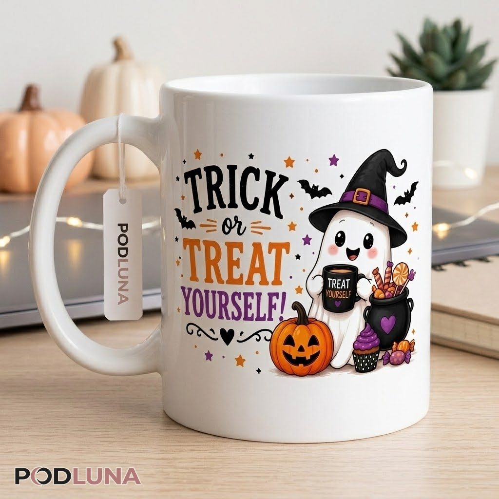 Halloween Ghost Mug Trick Or Treat Yourself Witch Hat 2 Halloween Ghost Mug Trick Or Treat Yourself Witch Hat 2