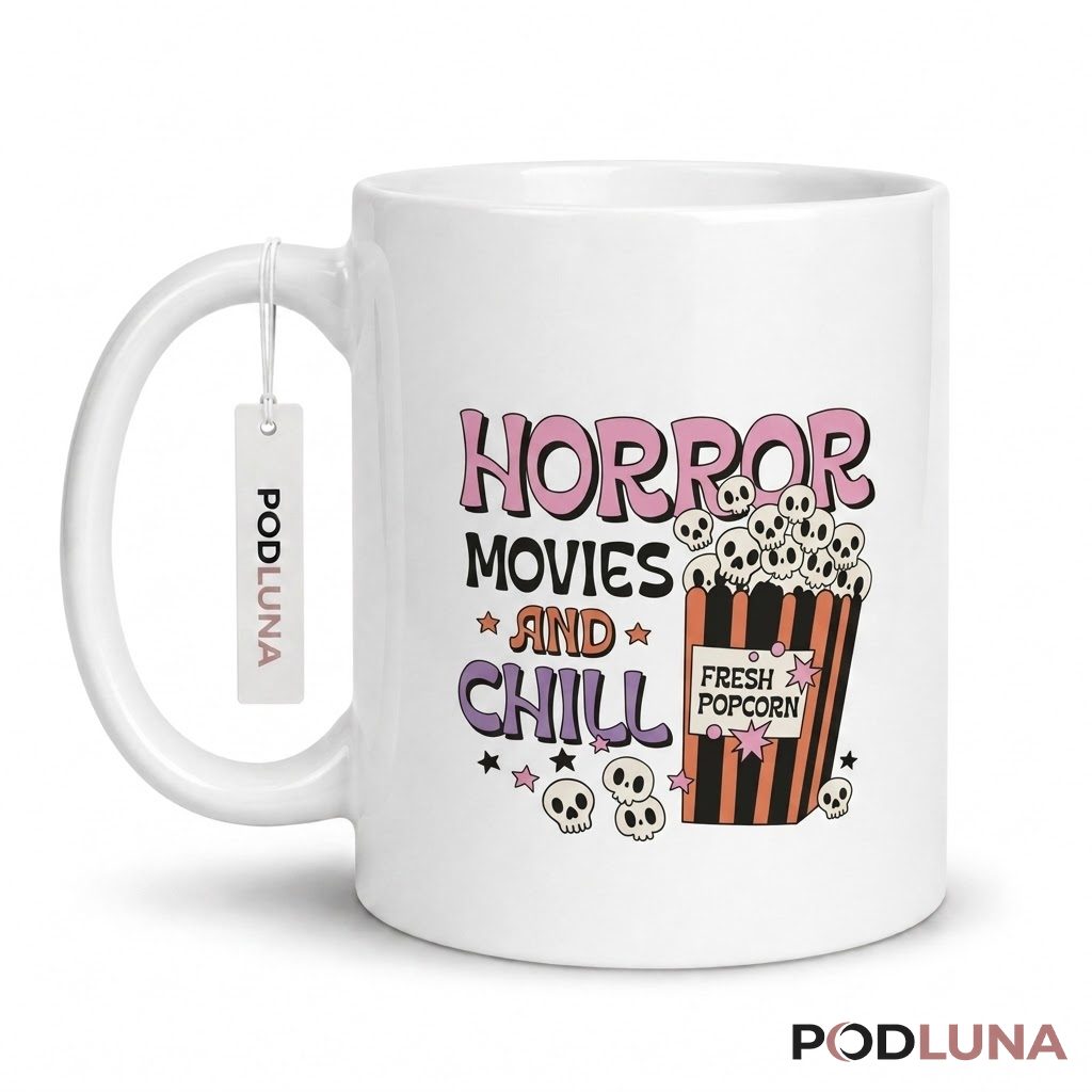 Halloween Skull Mug Horror Movies Chill Popcorn 1