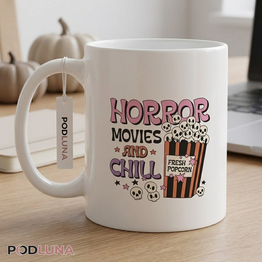 Halloween Skull Mug Horror Movies Chill Popcorn 2 Halloween Skull Mug Horror Movies Chill Popcorn 2