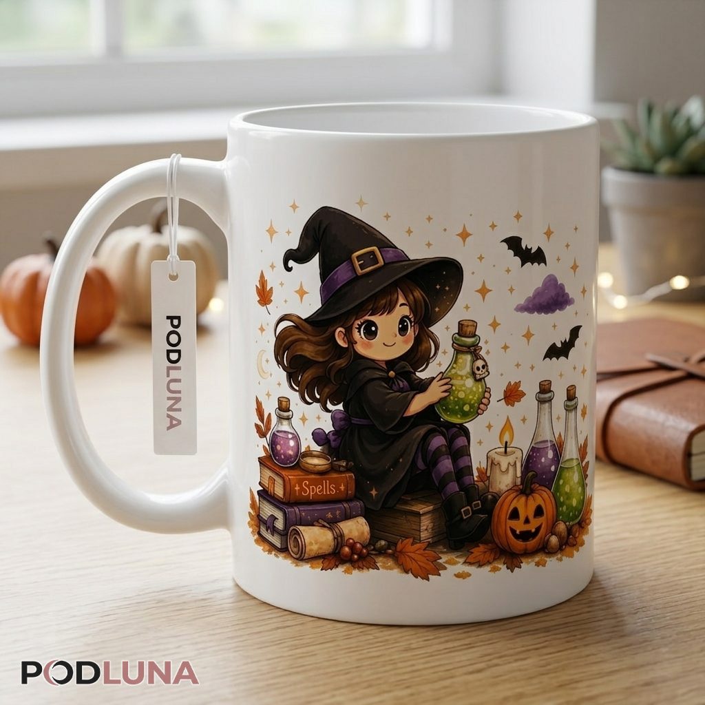 Halloween Witch Mug Cute Girl Potion Spells Pumpkin 2 Halloween Witch Mug Cute Girl Potion Spells Pumpkin 2