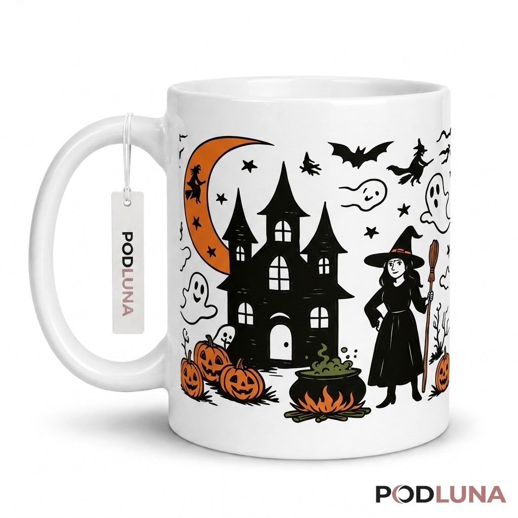 Halloween Witch Mug Haunted House Ghost Pumpkin 1