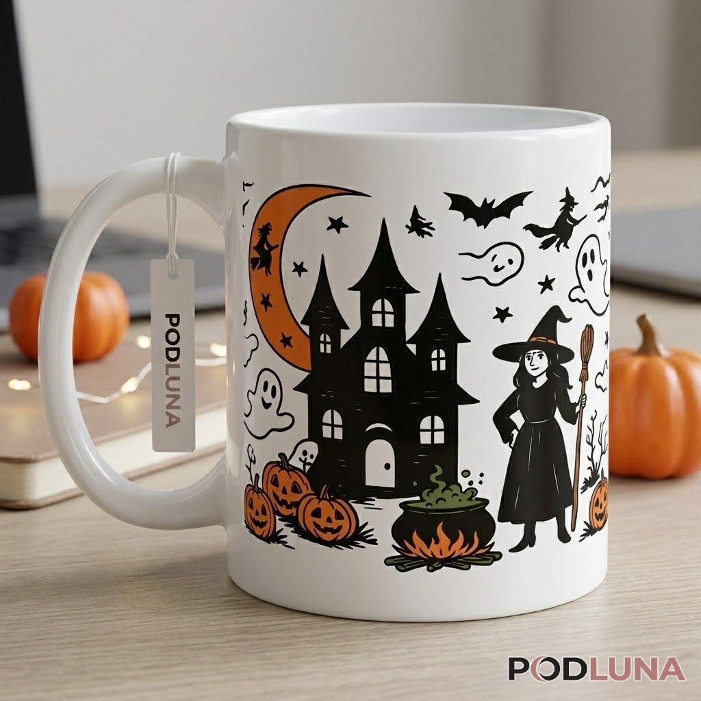Halloween Witch Mug Haunted House Ghost Pumpkin 2 Halloween Witch Mug Haunted House Ghost Pumpkin 2