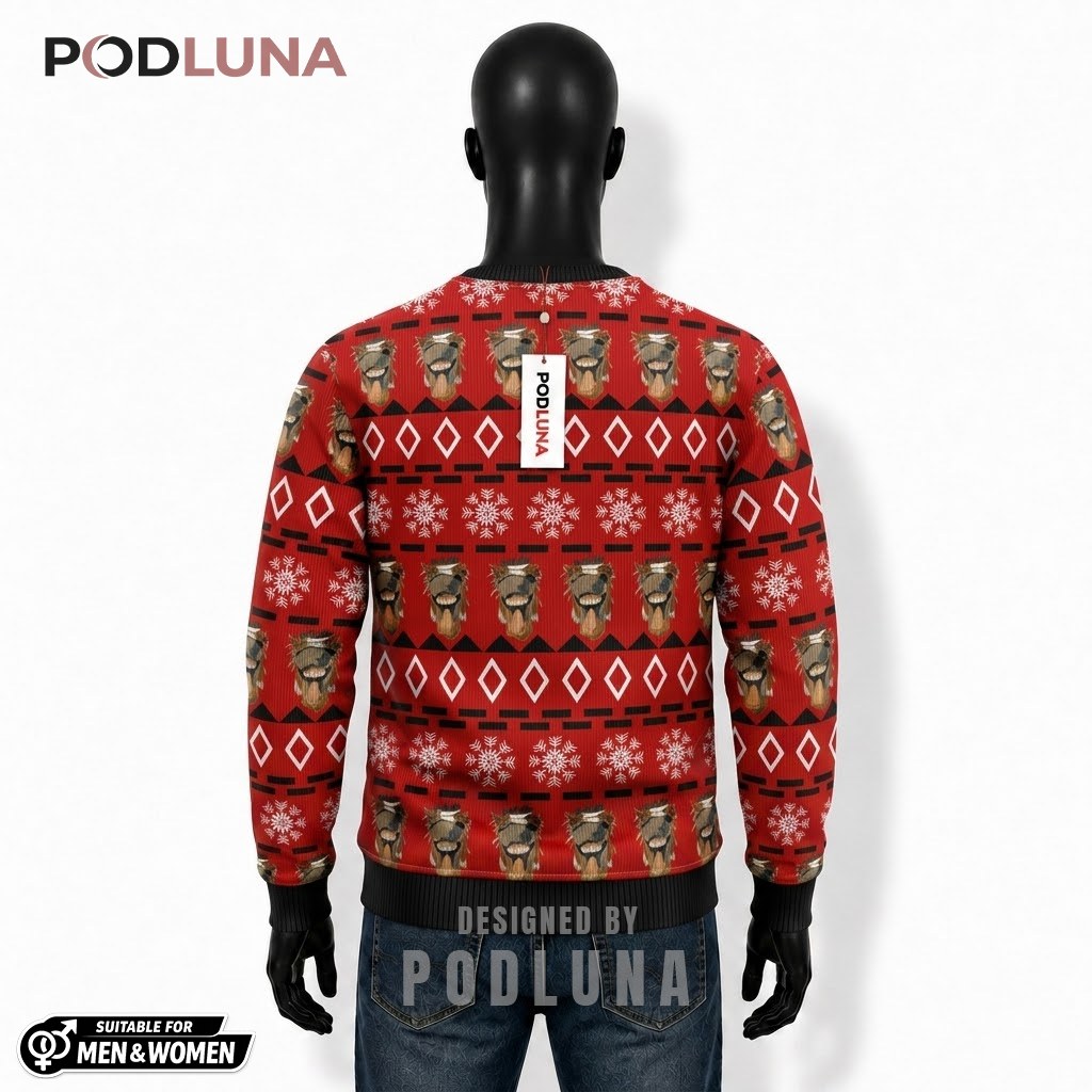 Horse Face Ugly Sweater Christmas Funny Red Pattern Back Horse Face Ugly Sweater Christmas Funny Red Pattern Back