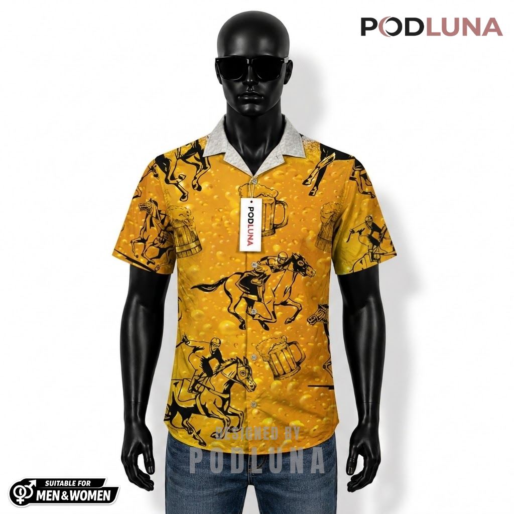 Horse Racing Beer Hawaiian Shirt Maybe People Quote Pattern Front