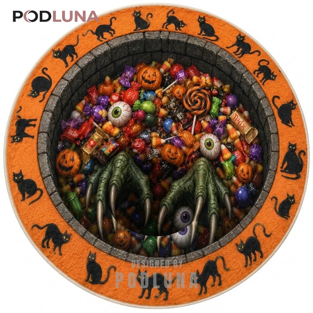 Grim Reaper Halloween 3D Rug Graveyard Tombstones Cracked Ground Grim Reaper Halloween 3D Rug Graveyard Tombstones Cracked Ground