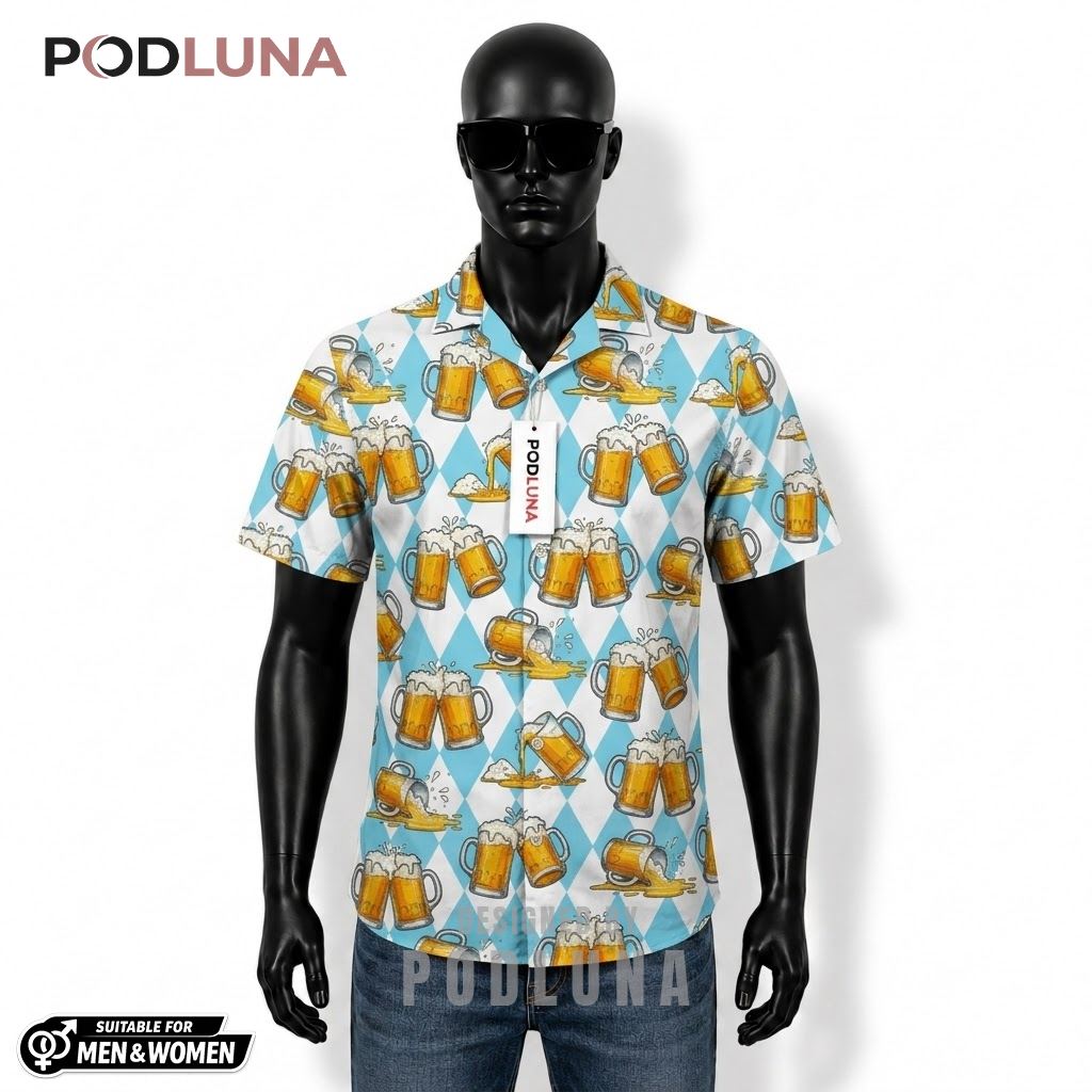 Mug Beer Hawaiian Shirt Diamond Cheers Pattern Front