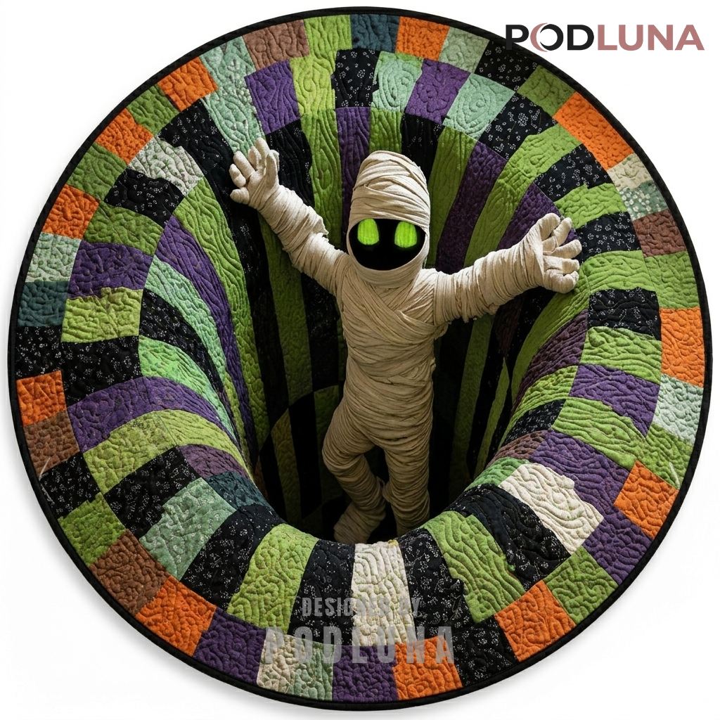 Mummy Halloween 3D Rug Patchwork Illusion
