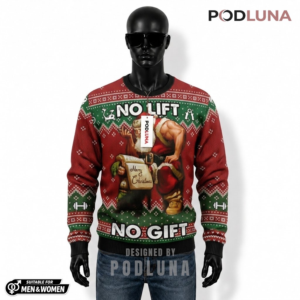 Muscle Santa Ugly Christmas Sweater Gym Funny Front