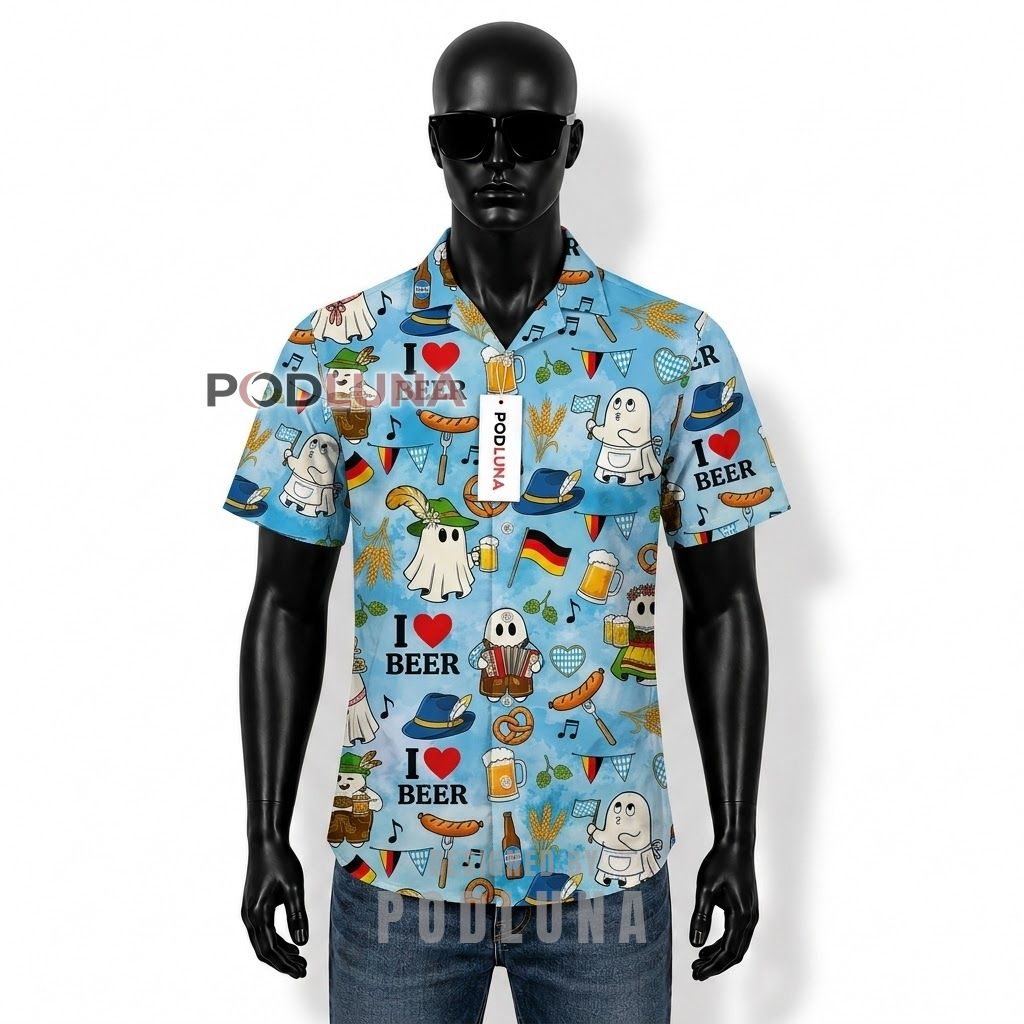 Oktoberfest Ghost Beer Hawaiian Shirt Front
