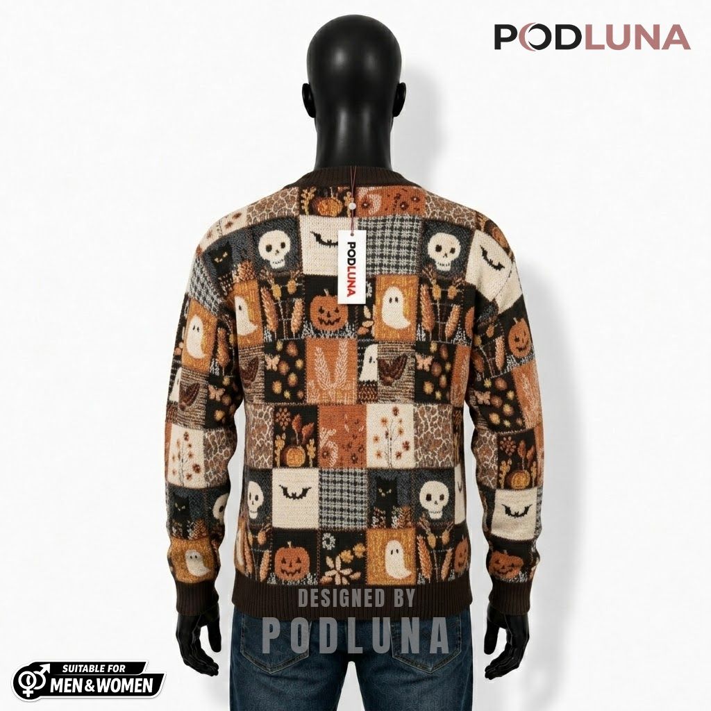 Patchwork Halloween Cardigan Skull Leopard Print 2 Patchwork Halloween Cardigan Skull Leopard Print 2