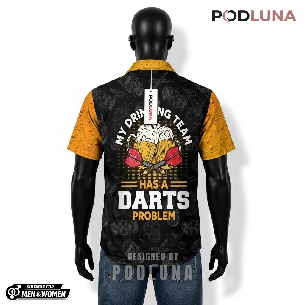 Personalized Beer Hawaiian Shirt Darts Problem Quote Pattern Back Personalized Beer Hawaiian Shirt Darts Problem Quote Pattern Back