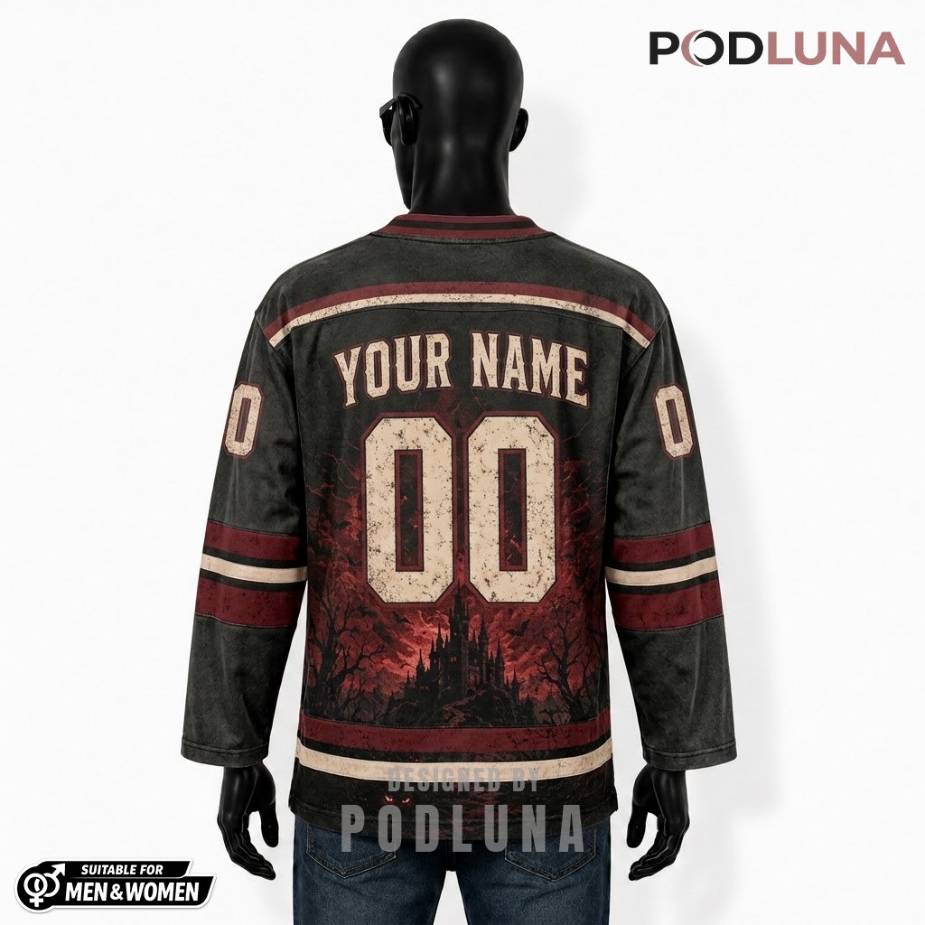 Personalized Blood Moon Bats Halloween Hockey Jersey 2 Personalized Blood Moon Bats Halloween Hockey Jersey 2
