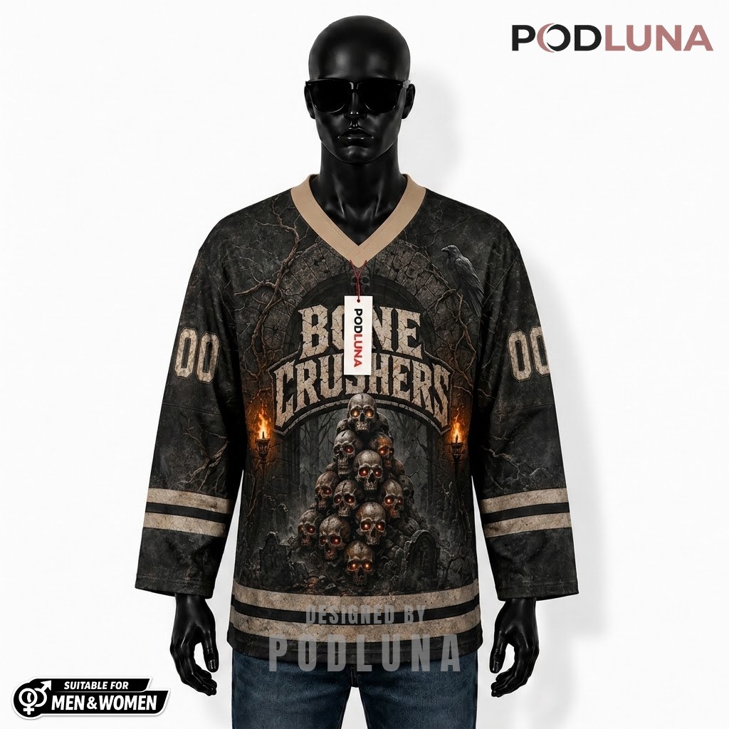 Personalized Bone Crushers Halloween Hockey Jersey 1