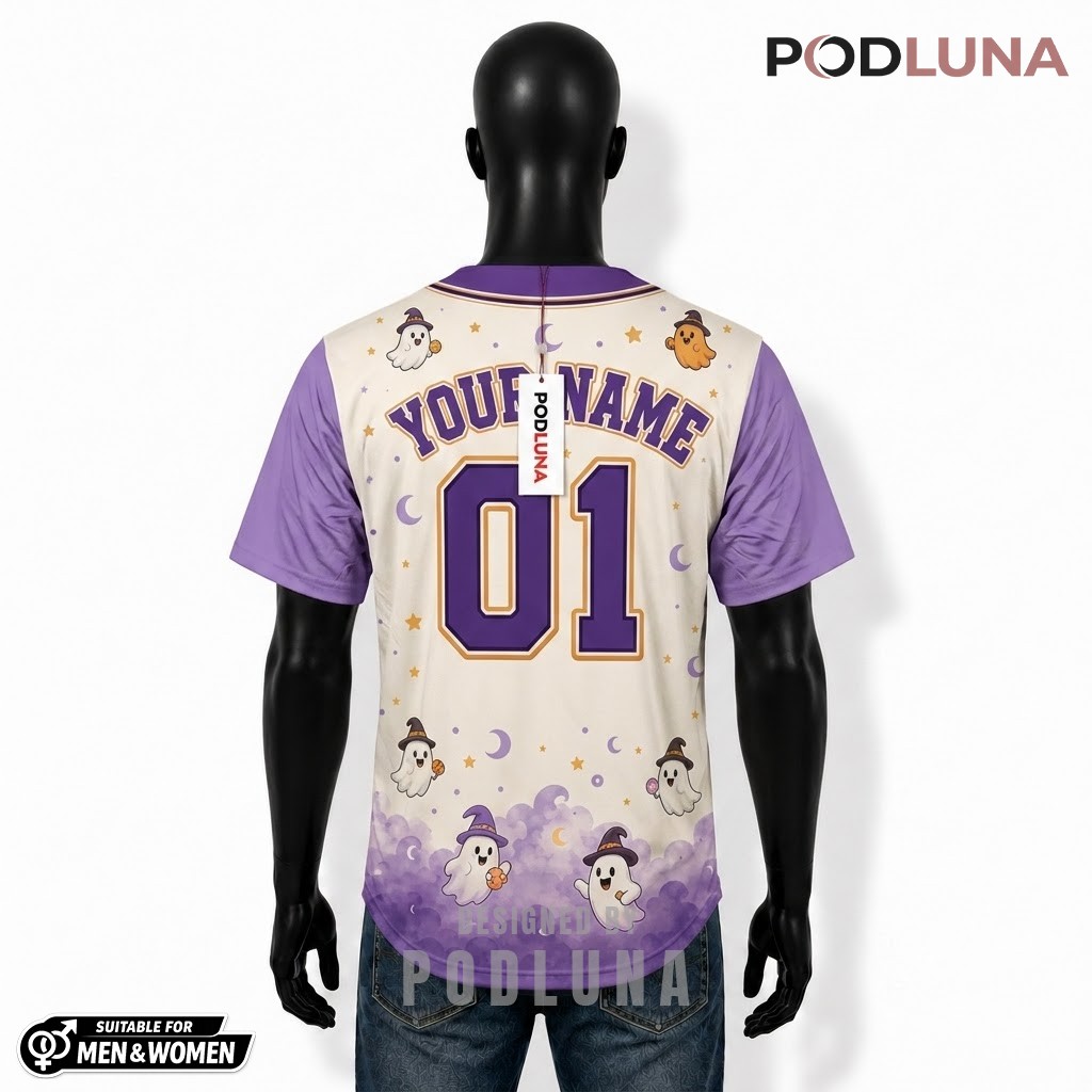 Personalized Boo Crew Halloween Baseball Jersey Cute Ghost Purple 2 Personalized Boo Crew Halloween Baseball Jersey Cute Ghost Purple 2