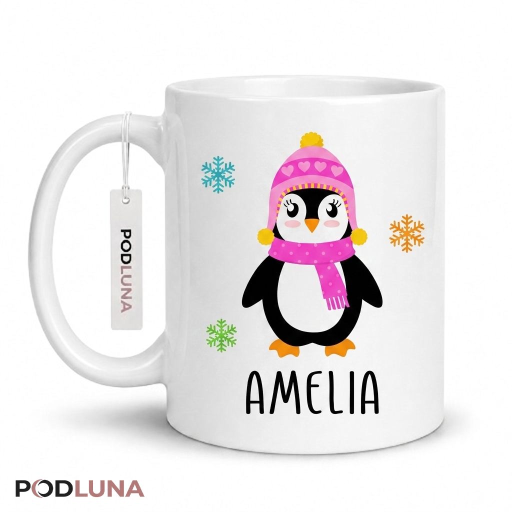 Personalized Christmas Mug Cute Penguin Winter Coffee Cup Gift 1