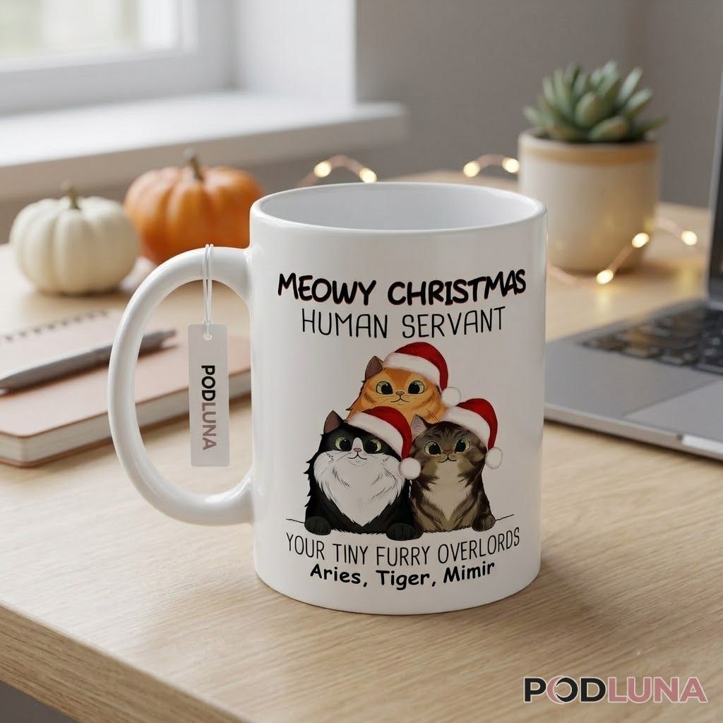 Personalized Christmas Mug Meowy Christmas Human Servant Cat Lover Coffee Cup 2 Personalized Christmas Mug Meowy Christmas Human Servant Cat Lover Coffee Cup 2