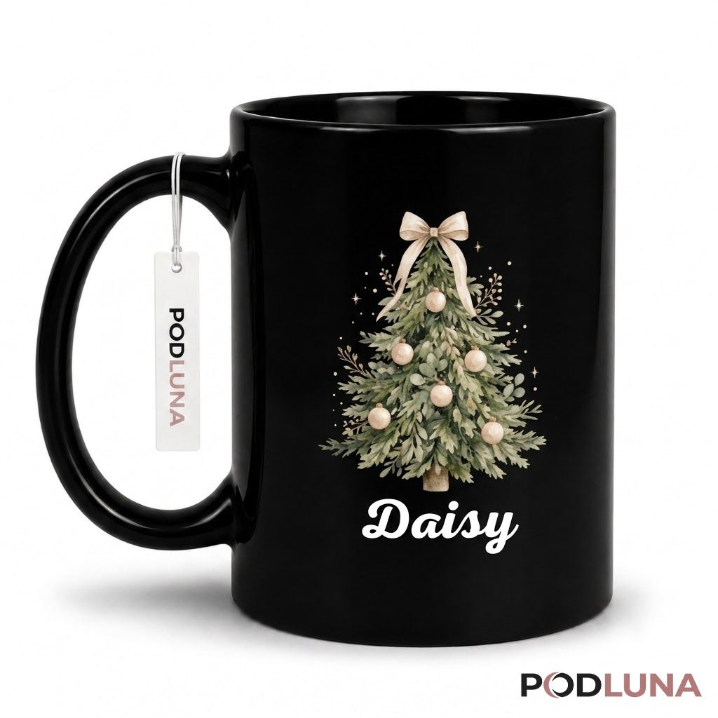 Personalized Christmas Mug Tree Floral Holiday Coffee Cup 1