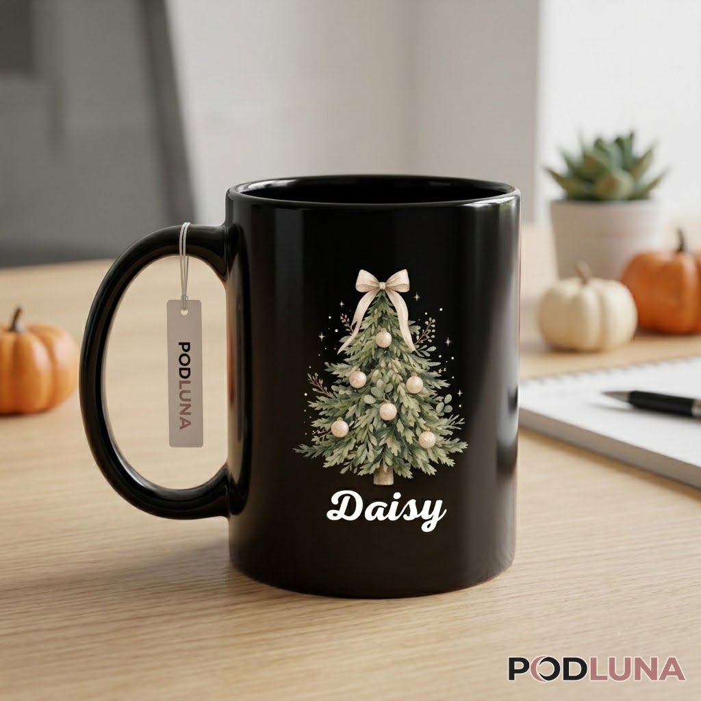 Personalized Christmas Mug Tree Floral Holiday Coffee Cup 2 Personalized Christmas Mug Tree Floral Holiday Coffee Cup 2