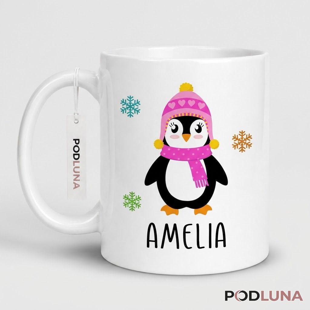 Personalized Christmas Penguin Mug Custom Name Cute Winter Gift 1