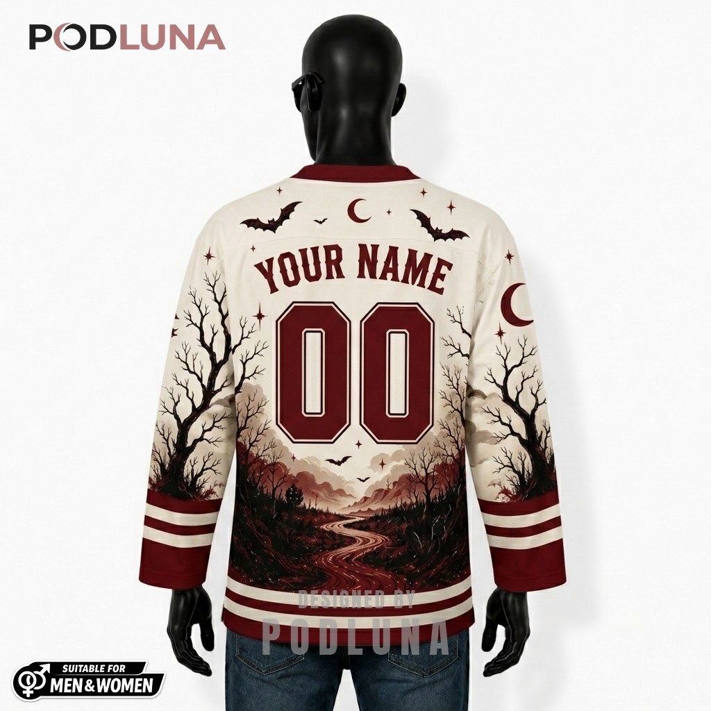 Personalized Crescent Moon Path Halloween Hockey Jersey 2 Personalized Crescent Moon Path Halloween Hockey Jersey 2