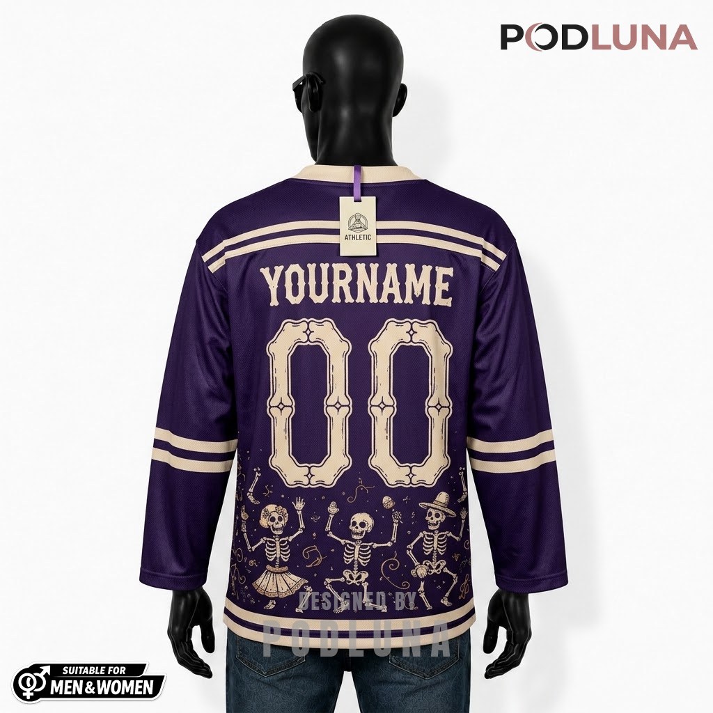 Personalized Dancing Skeleton Halloween Hockey Jersey 2 Personalized Dancing Skeleton Halloween Hockey Jersey 2