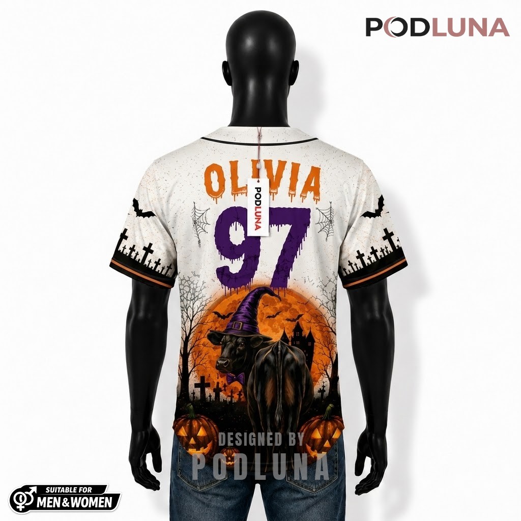 Personalized Eat Drink Be Scary Halloween Baseball Jersey Cow 2 Personalized Eat Drink Be Scary Halloween Baseball Jersey Cow 2