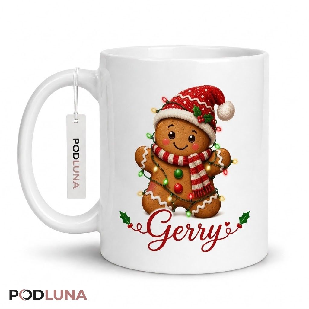 Personalized Gingerbread Christmas Mug Cute Holiday Gift 1