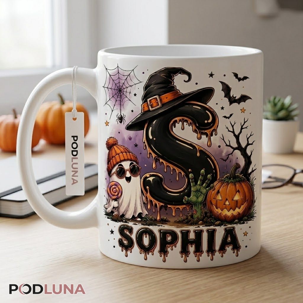 Personalized Halloween Ghost Mug Witch Hat Pumpkin 2 Personalized Halloween Ghost Mug Witch Hat Pumpkin 2