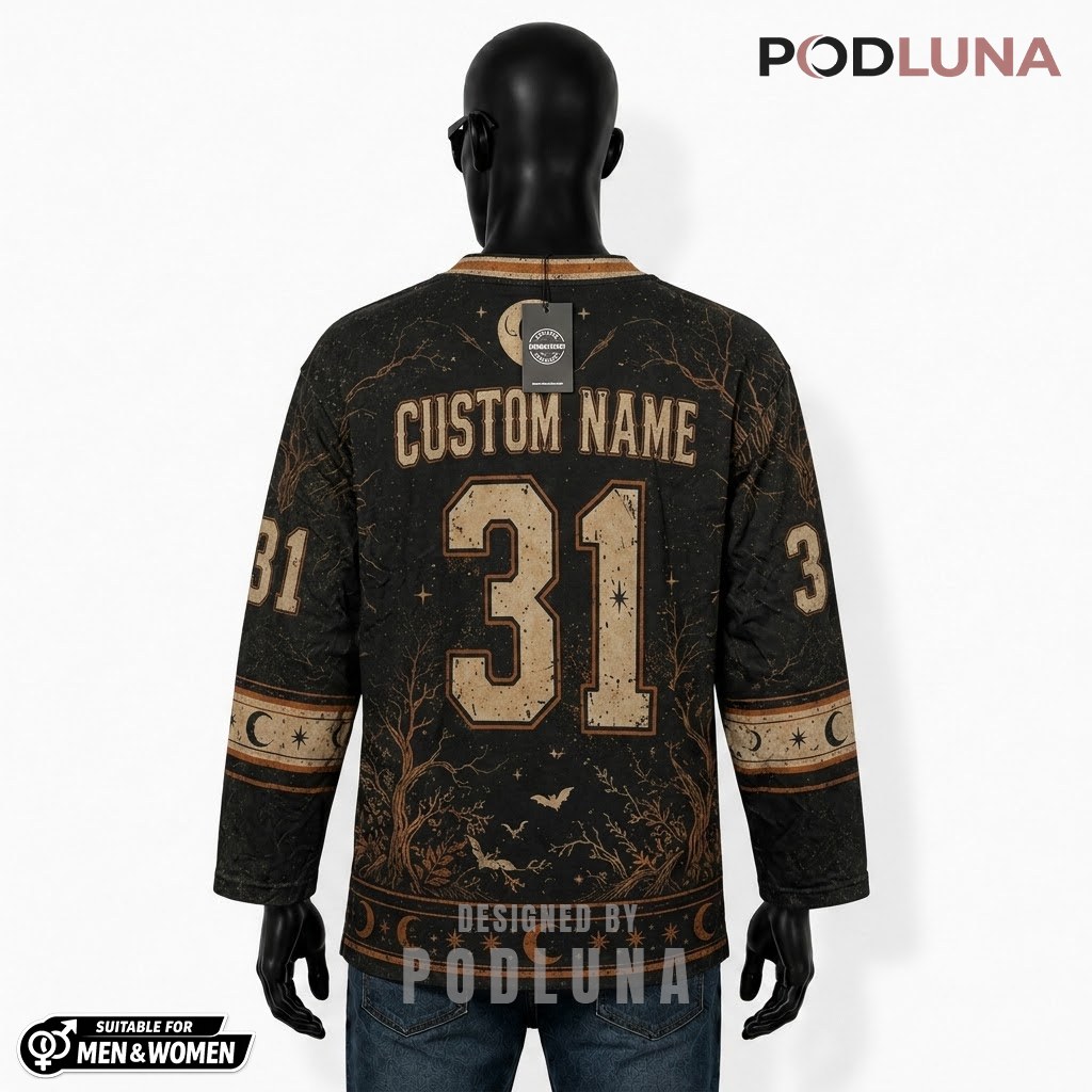 Personalized Moonlit Hollow Halloween Hockey Jersey 2 Personalized Moonlit Hollow Halloween Hockey Jersey 2
