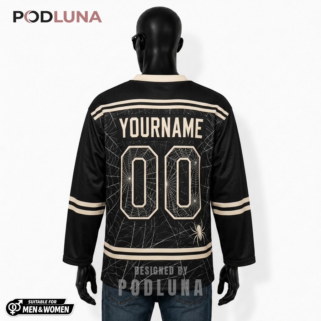 Personalized Spider Web Halloween Hockey Jersey 2 Personalized Spider Web Halloween Hockey Jersey 2
