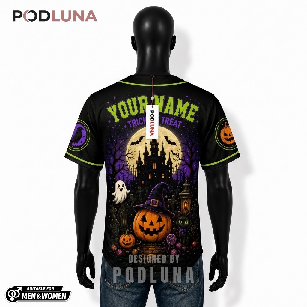 Personalized Spooky Squad Halloween Baseball Jersey Black 2 Personalized Spooky Squad Halloween Baseball Jersey Black 2