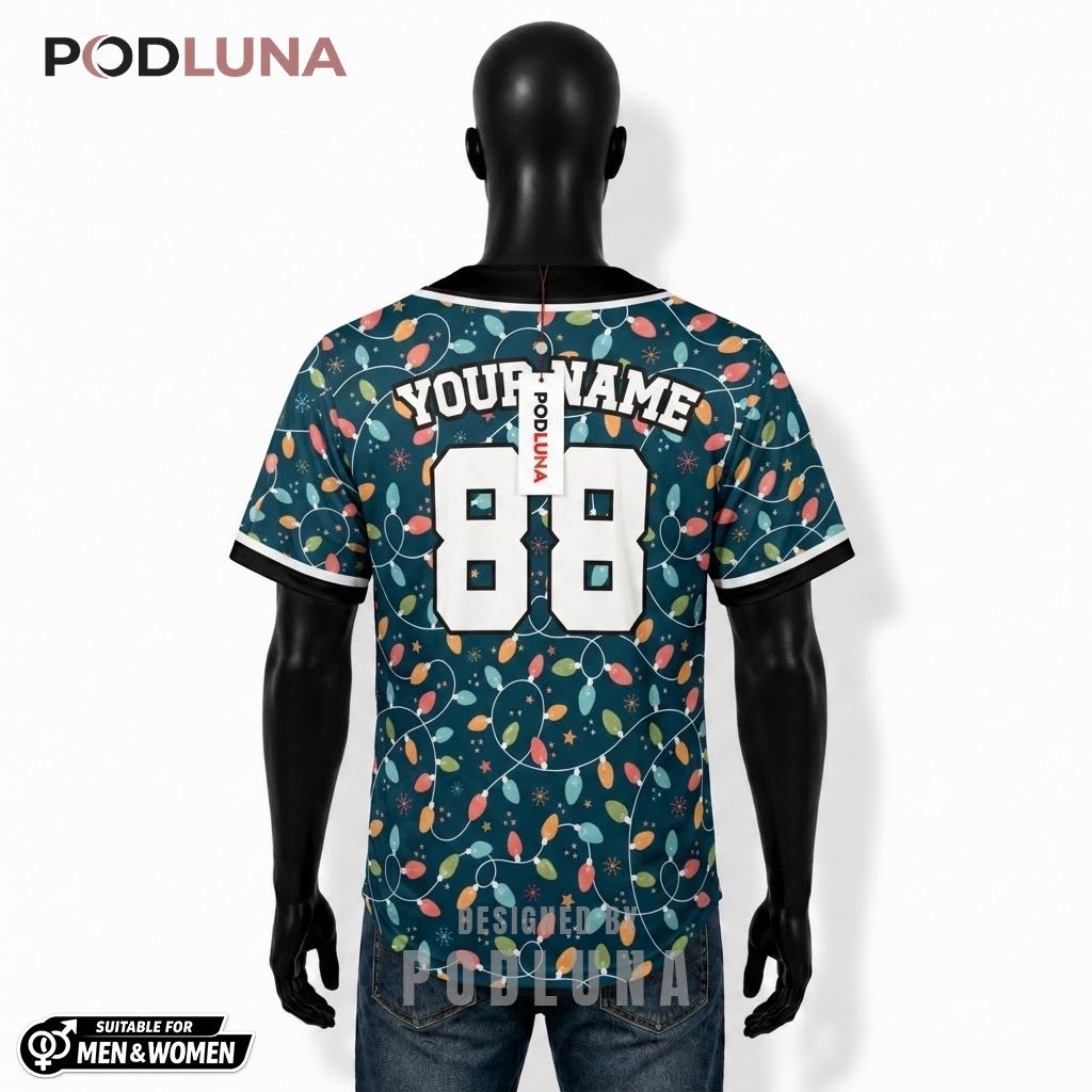 Personalized String Lights Christmas Baseball Jersey Navy 2 Personalized String Lights Christmas Baseball Jersey Navy 2