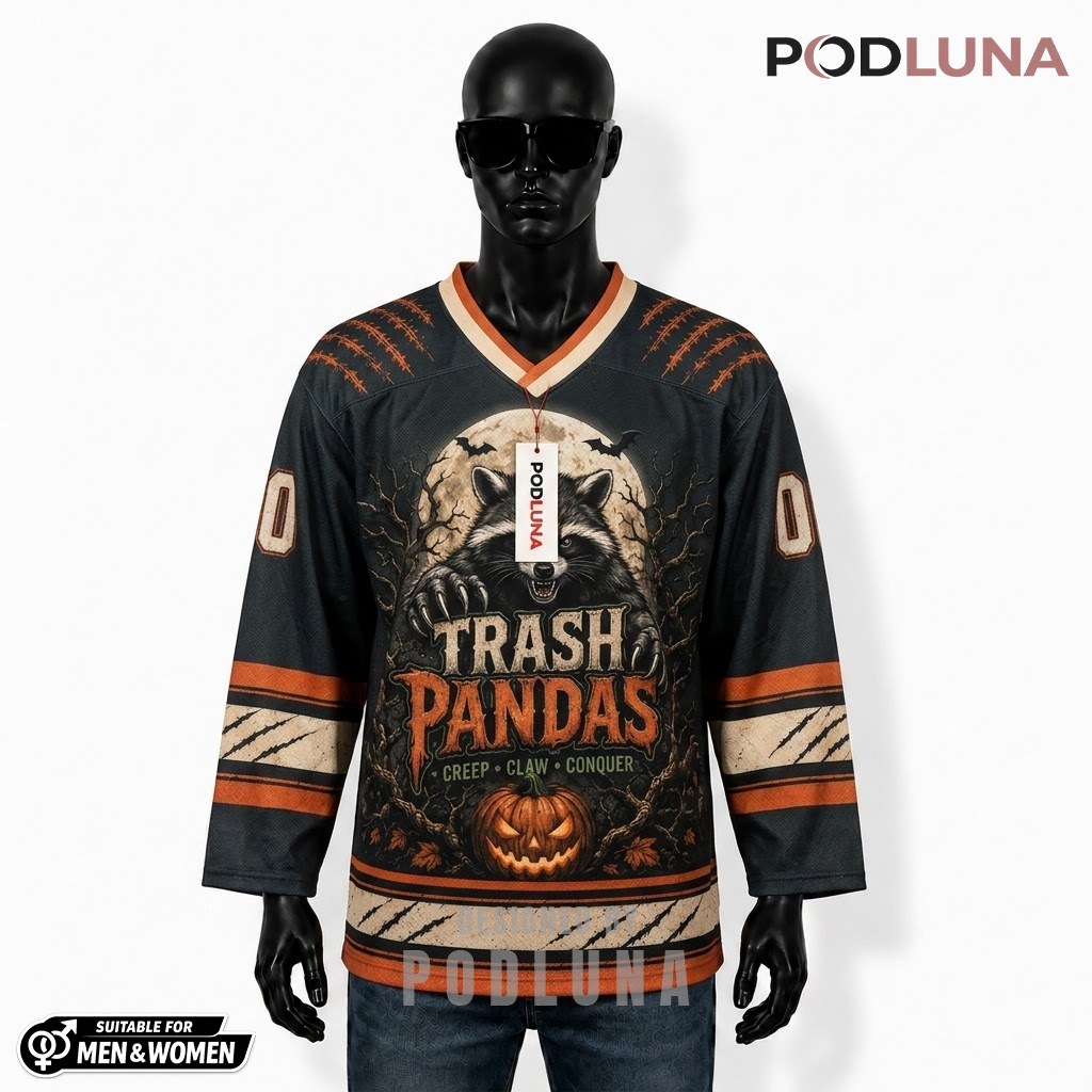 Personalized Trash Pandas Halloween Hockey Jersey 1
