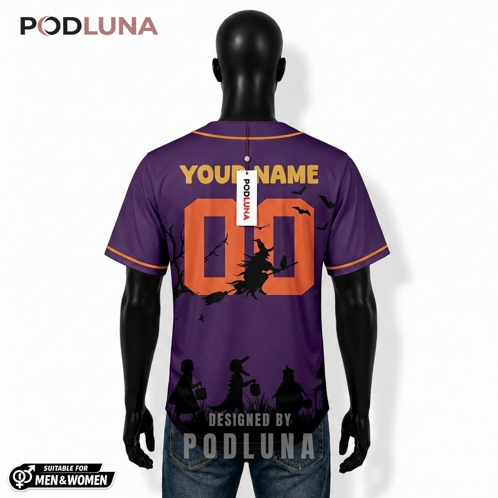 Personalized Trick Or Teach Halloween Baseball Jersey Witch Purple 2 Personalized Trick Or Teach Halloween Baseball Jersey Witch Purple 2