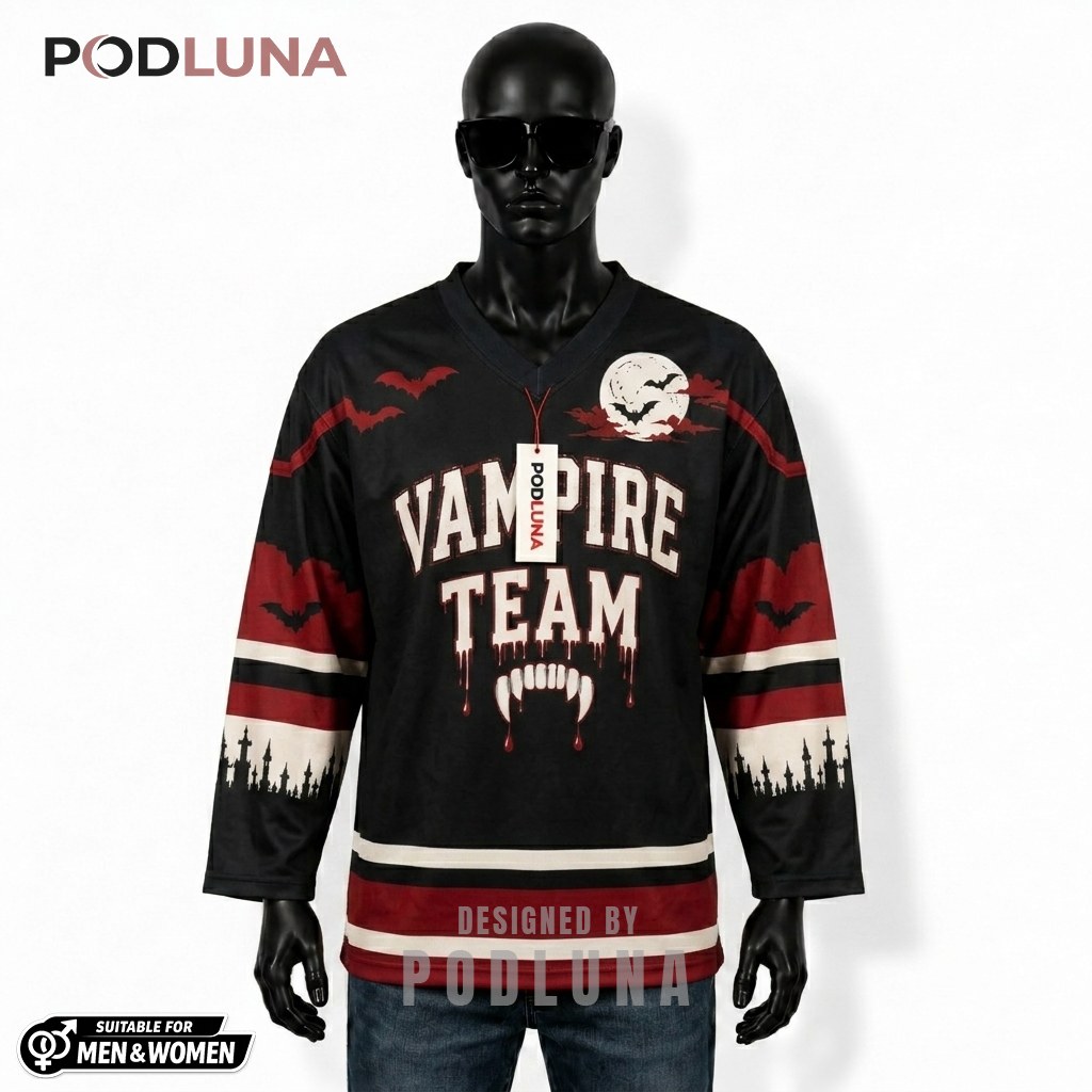 Personalized Vampire Team Halloween Hockey Jersey 1
