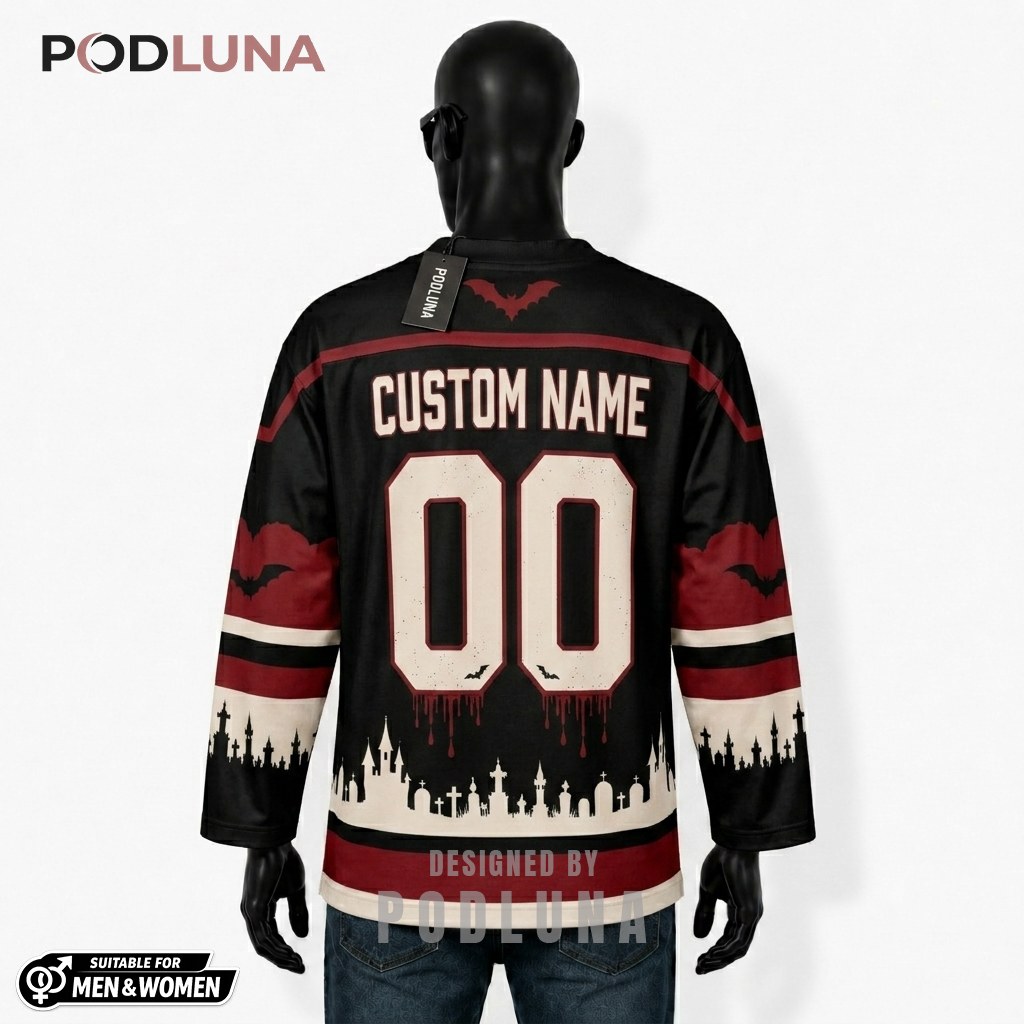 Personalized Vampire Team Halloween Hockey Jersey 2 Personalized Vampire Team Halloween Hockey Jersey 2