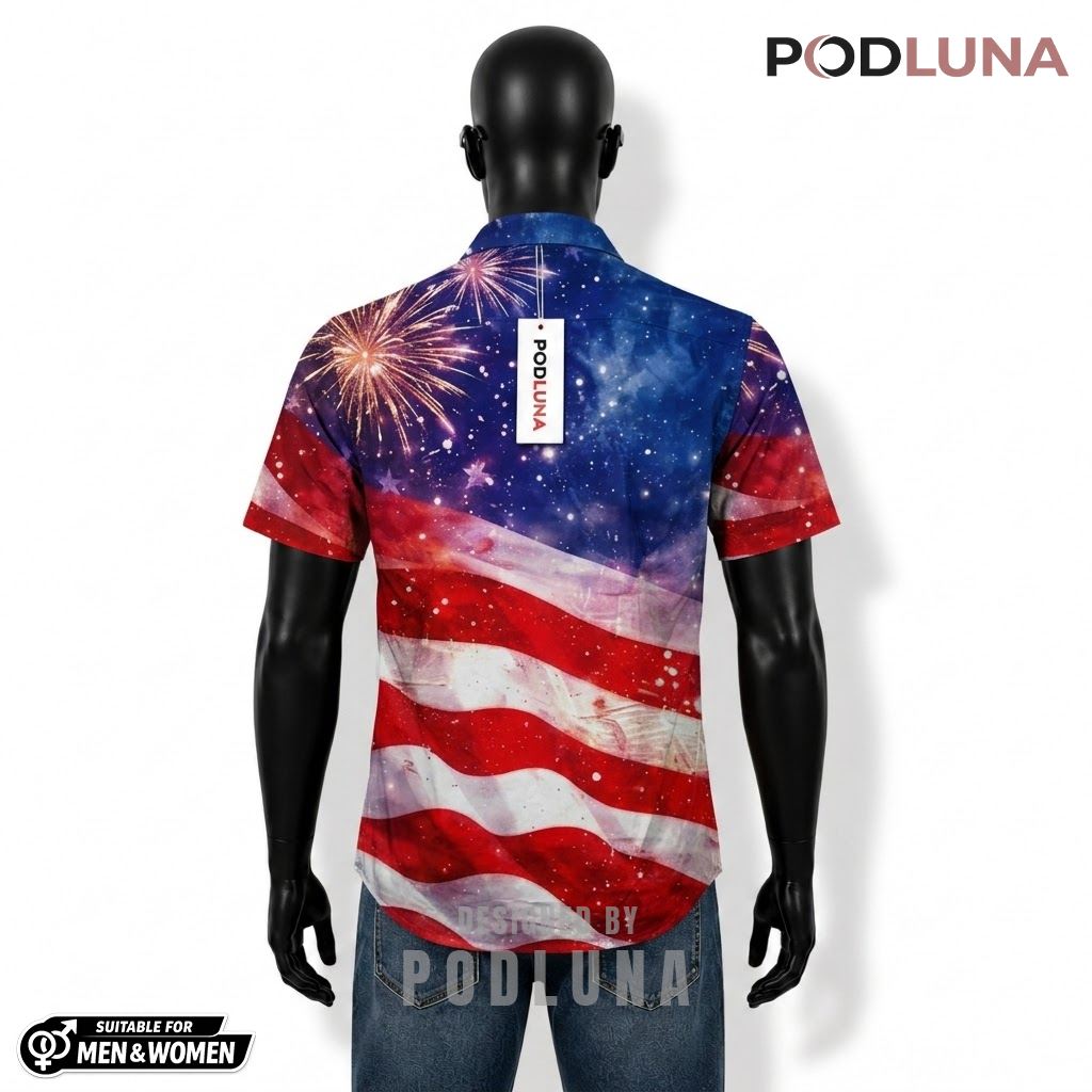 Pig Patriotic Hawaiian Shirt USA Flag Sunglasses Print Back Pig Patriotic Hawaiian Shirt USA Flag Sunglasses Print Back