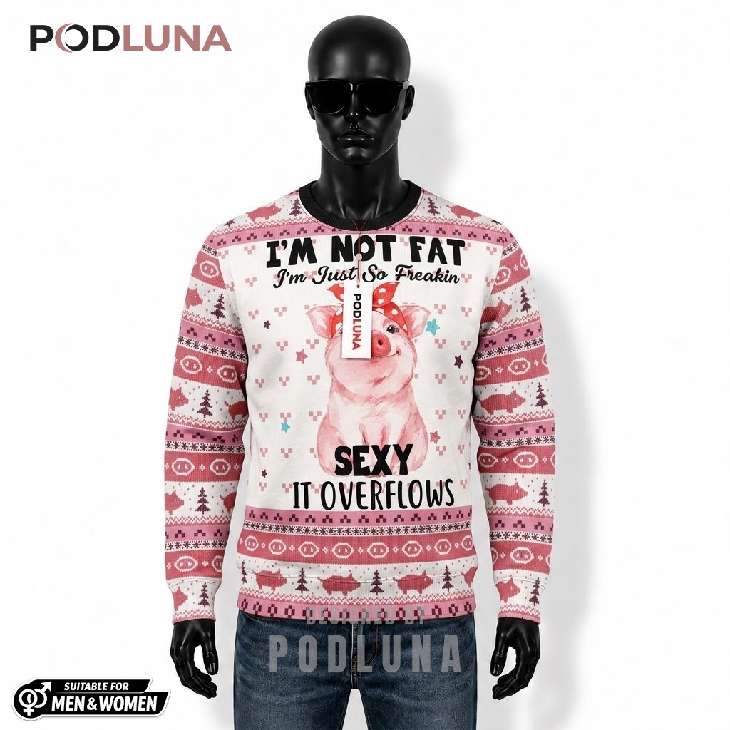 Pig Ugly Christmas Sweater Not Fat Funny Front
