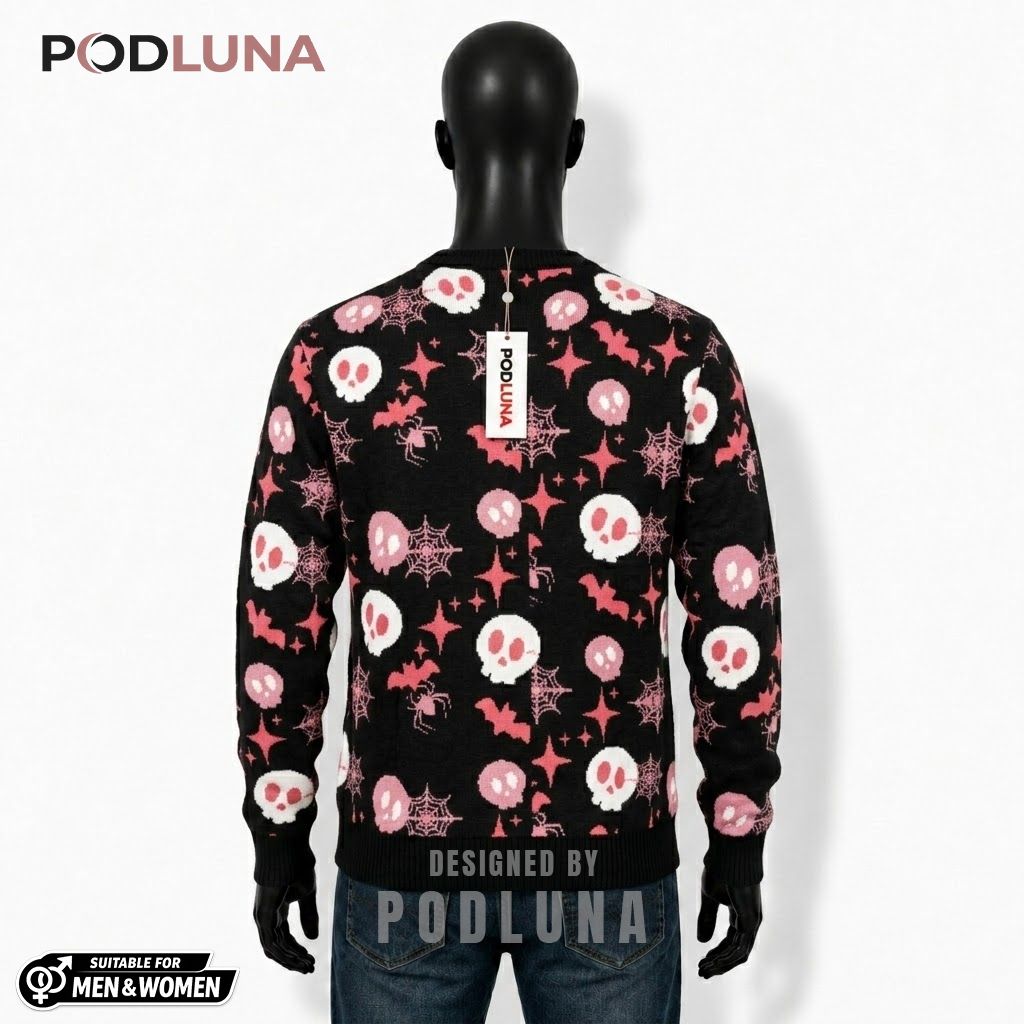 Pink Halloween Cardigan Skull Cobweb Bat Spider 2 Pink Halloween Cardigan Skull Cobweb Bat Spider 2