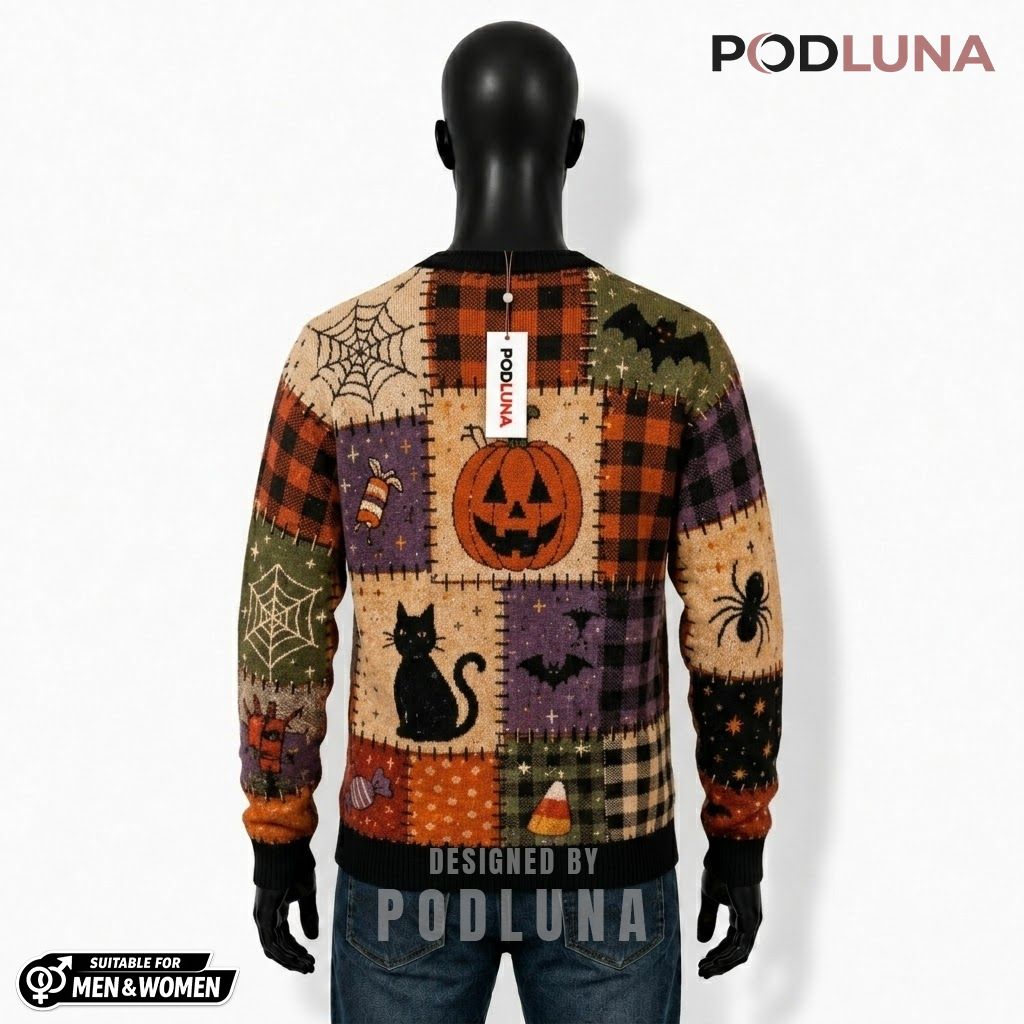 Plaid Halloween Cardigan Pumpkin Black Cat 2 Plaid Halloween Cardigan Pumpkin Black Cat 2